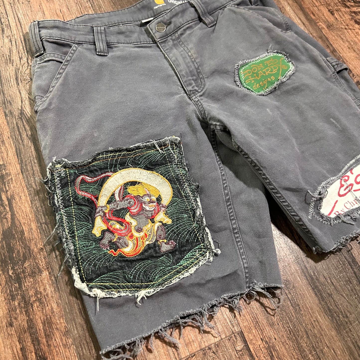 Ed hardy carhartt patchwork shorts