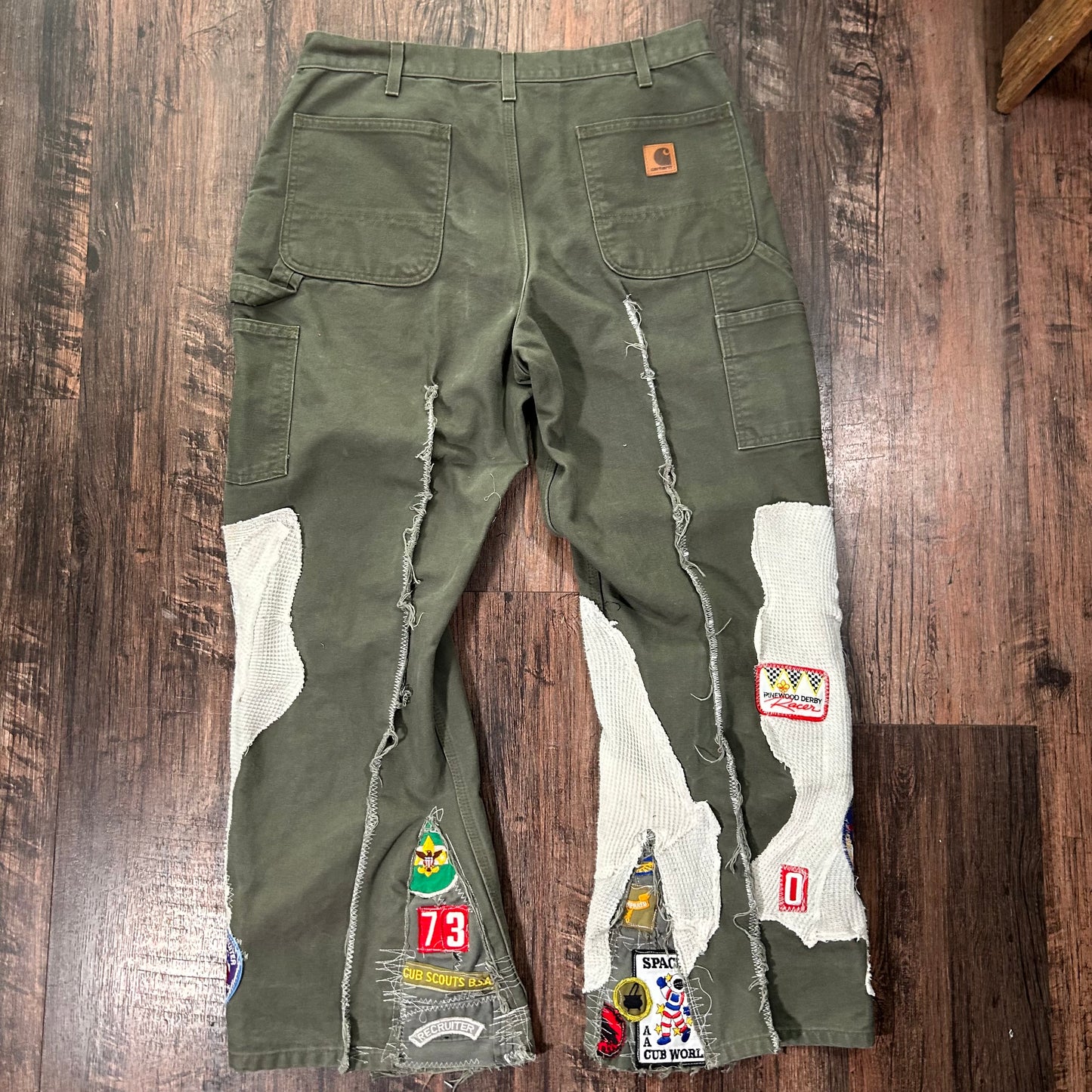 Carhartt x thermal flared patchwork jeans