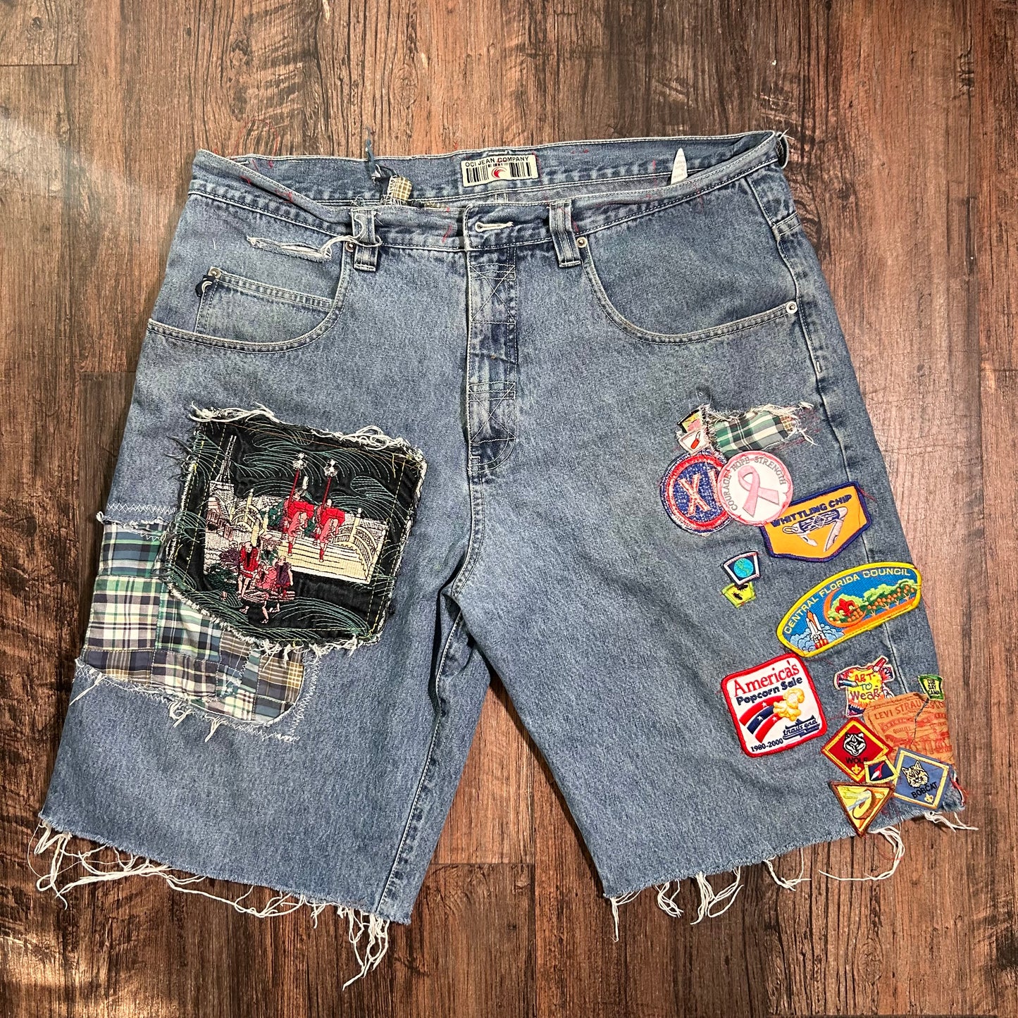 Blue Vintagedjay patchwork shorts